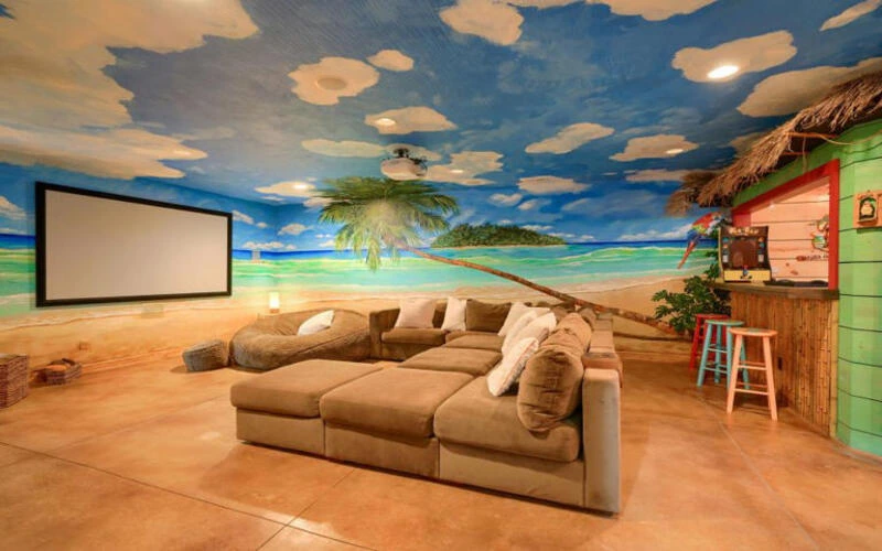 Sunbury Home with Tropical Basement Gains Fame on Zillow Gone Wild